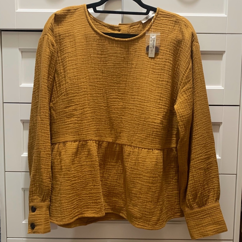 NWT Cotton Gauze Madewell Long Sleeve Top MB990